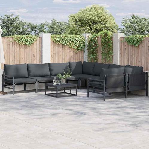 vidaXL Tuinbank Set 9 pcs Antraciet Staal, Tuin en Terras, Tuinsets en Loungesets, Nieuw, Verzenden