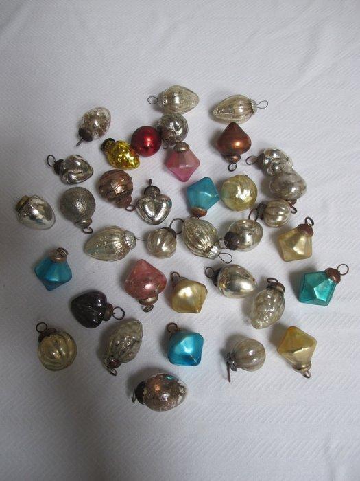 Kerstballen (36) - Kleine oude en vintage glazen featertree, Diversen, Kerst