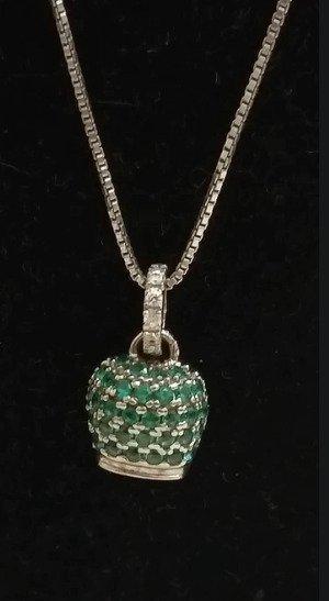 Zonder minimumprijs - Halsketting Zilver Smaragd - ketting, Handtassen en Accessoires, Kettingen