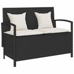 Zwarte Tuinbank Poly Rattan met Kussen - Retourkans met K..., Tuin en Terras, Verzenden, Nieuw, Rotan