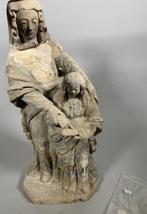 Sculpture, Leducation de la Vierge - 73 cm - Calcaire