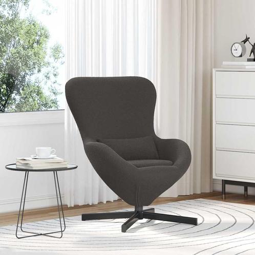vidaXL Eivormige stoel Donkergrijs Kratig Wolachtig Stof, Huis en Inrichting, Fauteuils, Nieuw, Verzenden