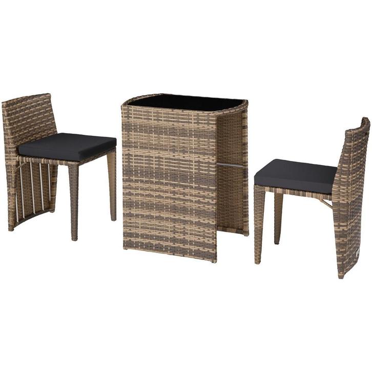 tectake Aluminium wicker bistroset Hamburg - natuur, Tuin en Terras, Tuinsets en Loungesets, Verzenden