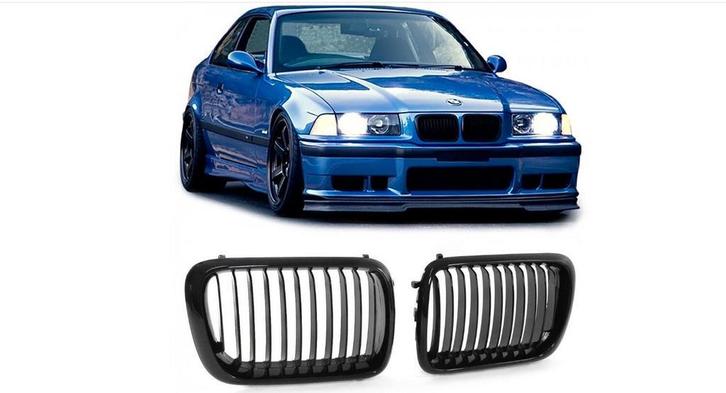 Glanzend Zwarte Nieren Gril Set Facelift BMW E36 B0122, Auto-onderdelen, Carrosserie, Nieuw, BMW, Voor, Links, Rechts