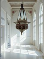 Lamp - glas, metaal - Mid-eeuwse Marokkaanse messing, Antiek en Kunst