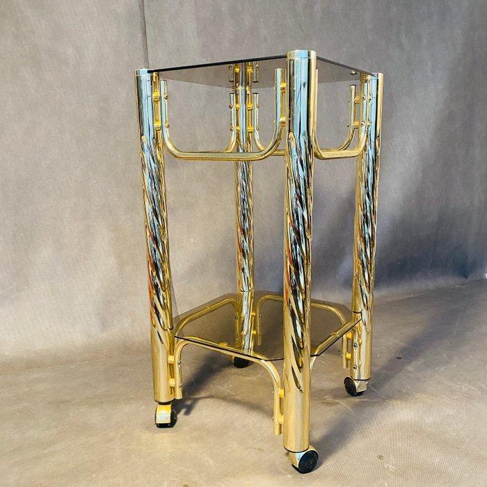 Serveerwagen - Verguld messing, Glas, Italiaans design uit, Antiek en Kunst, Kunst | Designobjecten