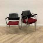 Tweedehands Complete set van 4 stuks vergaderstoelen, rood -, Gebruikt, Zwart