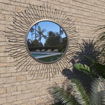 vidaXL Miroir mural de jardin Rayons de soleil 80 cm