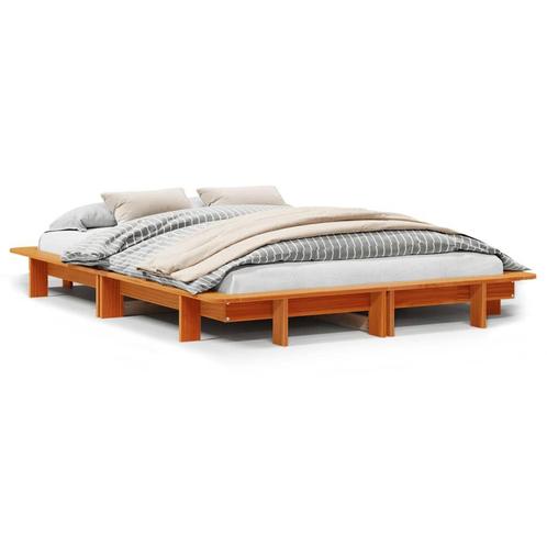 Bedframe 150x200 Wasbruin Grenen | Retour Deal | 55% Korting, Huis en Inrichting, Slaapkamer | Bedden, 160 cm, 200 cm, Bruin, Nieuw