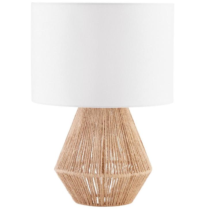 tectake Tafellamp Lignea Lux van jute in boho-stijl, 60W - n, Huis en Inrichting, Lampen | Tafellampen, Verzenden