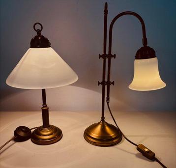 Lampe de table (2) - réglable - Cuivre, Verre - 2 lampes
