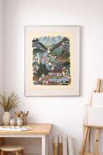 Mountain Village in the Early Spring - Papier, Aluminium,