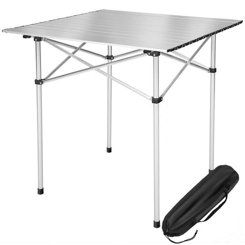 tectake Campingtafel van aluminium met tas 70x70x70cm - grij, Caravans en Kamperen, Kampeeraccessoires, Verzenden