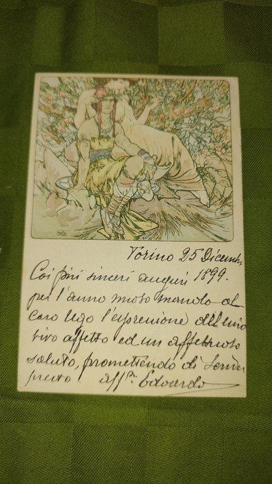 kunstenaar ondertekende Alpons Mucha - Ansichtkaart -, Collections, Cartes postales | Étranger