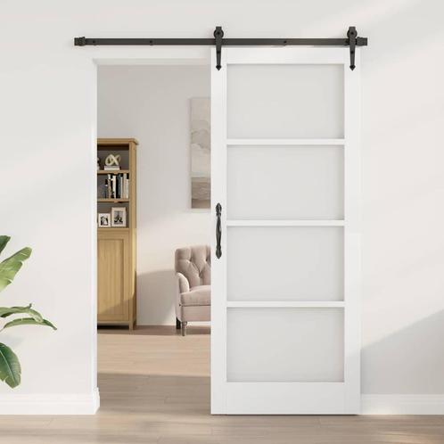 vidaXL Binnendeur met Glas Wit 86 x 211 cm Massief, Doe-het-zelf en Bouw, Deuren en Vliegenramen, Nieuw, Verzenden