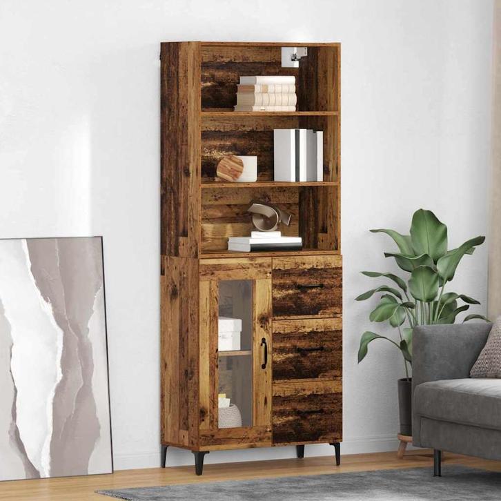 vidaXL Highboard met lade Oud Hout 69,5 x 34 x 180 cm, Huis en Inrichting, Kasten | Dressoirs, Nieuw, Verzenden