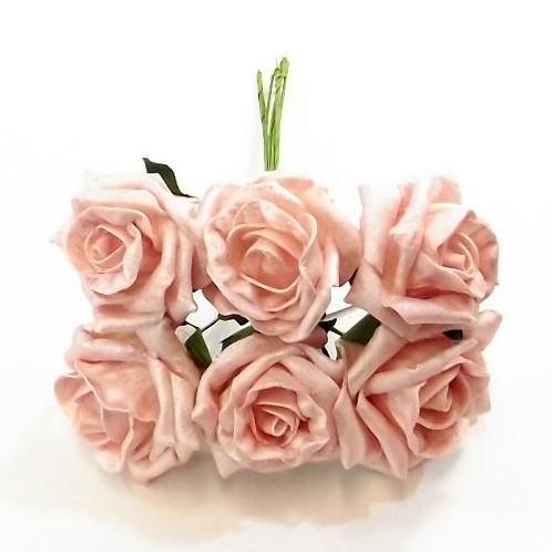 Foam roos princess kleurvast pearl roze 6 cm. bundel, Maison & Meubles, Accessoires pour la Maison | Plantes & Fleurs artificielles