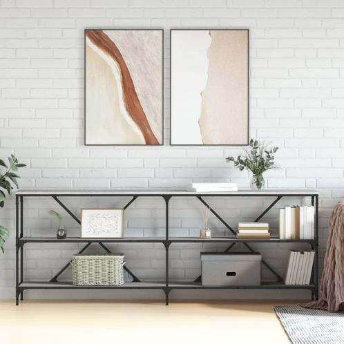 vidaXL Wandtafel 200x30x75 cm bewerkt hout en ijzer grijs, Huis en Inrichting, Tafels | Bijzettafels, Nieuw, Verzenden