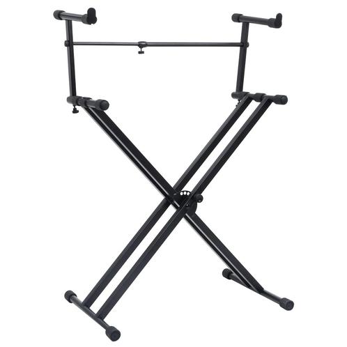 vidaXL Keyboardstandaard X-frame dubbel versterkt zwart, Muziek en Instrumenten, Overige Muziek en Instrumenten, Nieuw, Verzenden