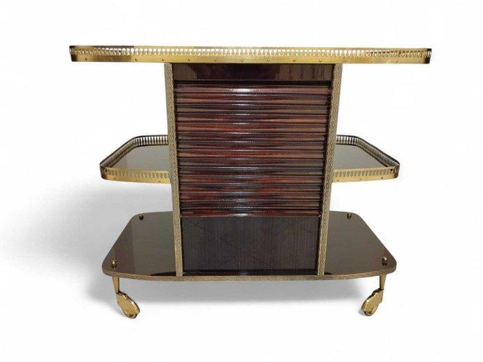 Bar - Acajou, Laiton - Chariot de bar, Antiek en Kunst, Kunst | Designobjecten