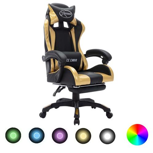 vidaXL Racestoel met RGB LED-verlichting kunstleer, Huis en Inrichting, Bureaustoelen, Nieuw, Verzenden