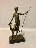 Sculpture, Diana and Doe - 32 cm - Bronze