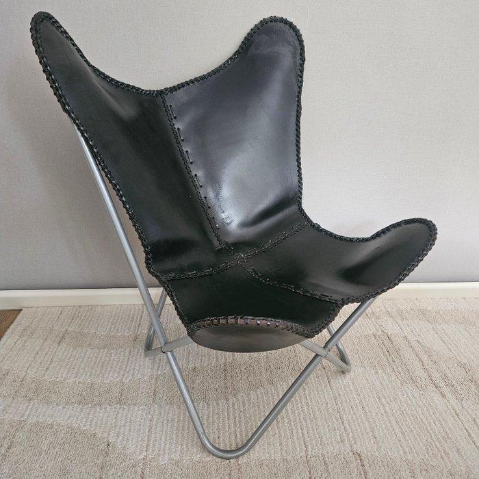 Stoel - Butterfly stoel (3107) - Leder, Metaal, Antiek en Kunst, Kunst | Designobjecten