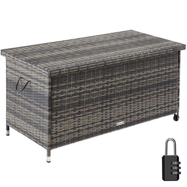 tectake Wicker opbergbox Kiruna met kunststof gaas, 120x55x6, Tuin en Terras, Overige Tuin en Terras, Verzenden