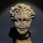 Oud-Romeins Marmer Mooi hoofd van een sater of faun. 1e - 2e, Verzamelen