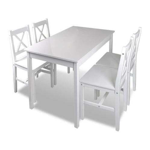 Eethoek Deal! 40% Korting: 5-delige Eetkamer Set Wit - Pe..., Huis en Inrichting, Complete eetkamers, 4 tot 6 stoelen, Nieuw, Verzenden