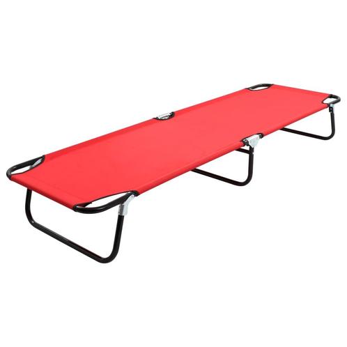 vidaXL Ligbed inklapbaar staal rood, Tuin en Terras, Ligbedden, Nieuw, Verzenden