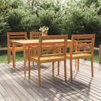 vidaXL 5-delige Tuinset massief teakhout, Tuin en Terras, Verzenden, Nieuw, Tuinset