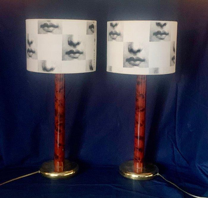 Tafellamp (2) - Paar prachtige lampen met stoffen kap van, Antiek en Kunst, Curiosa en Brocante