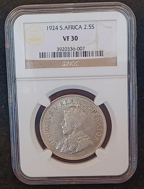 Afrique du Sud. 2 1/2 Shilling 1924 George V - NGC VF30, Postzegels en Munten, Munten | Europa | Niet-Euromunten