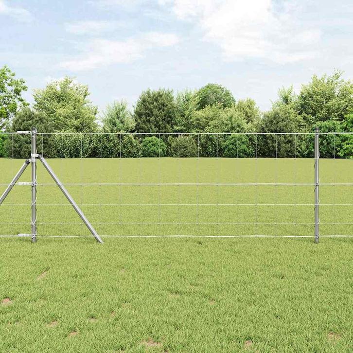 vidaXL Weidehekwerk Zilver 100 x 0.8 m Gegalvaniseerd staal, Tuin en Terras, Tuinhekken en Hekwerk, Nieuw, Verzenden
