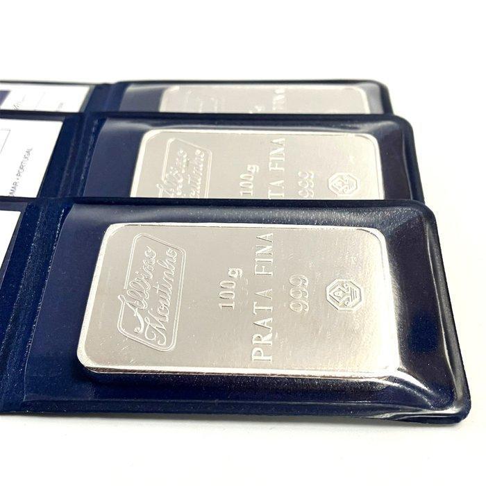 300 gram - Zilver .999 - Albino Moutinho 3x100g - Met, Postzegels en Munten, Edelmetalen en Baren