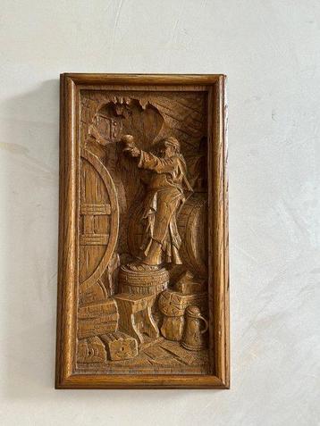 Wanddecoratie - Helmsorig houtrelief – met de hand gemaakte