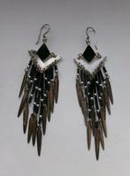 Zilver, Onyx - Oorbellen - Art Deco-stijl