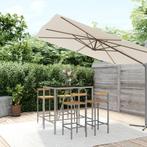 vidaXL Ensemble de bar jardin 5 pcs gris poly rotin/bois, Verzenden, Neuf