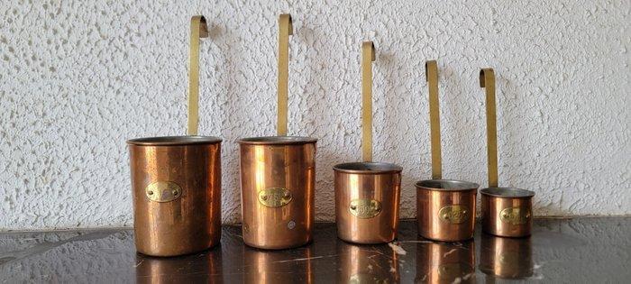 Pot - Koper, Tin - Pot / melkmaat, Antiek en Kunst, Antiek | Keukengerei