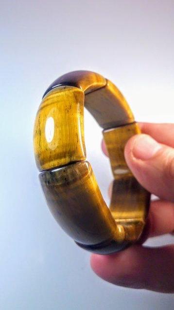 Gouden kleur tijgeroog armband Vrije vorm - Hoogte: 80 cm -