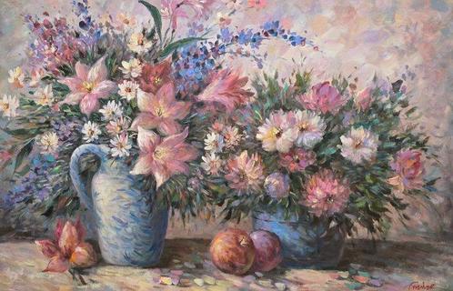 European School (XX) - Still life of flowers, Antiquités & Art, Art | Peinture | Classique