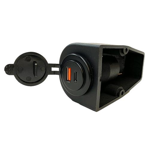 Opbouw USB-A QC3.0 + USB-C QC5.0 adapter met behuizing, Auto-onderdelen, Elektronica en Kabels, Nieuw, Ophalen of Verzenden
