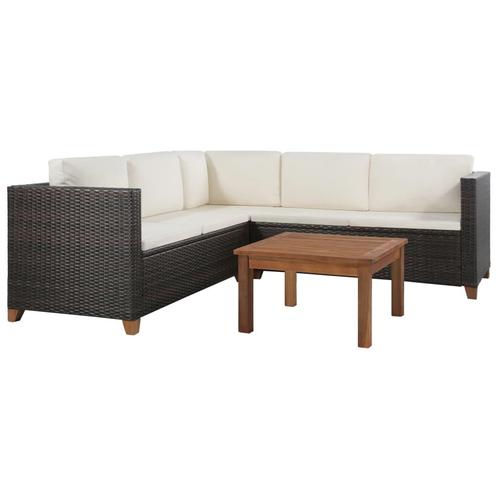 vidaXL Salon de jardin 4 pcs avec coussins Résine, Tuin en Terras, Tuinsets en Loungesets, Verzenden