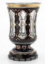 Art Nouveau Bohemian Multilayer-Enamelled Crystal Glass Vase, Antiek en Kunst
