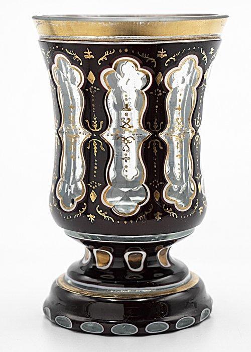 Art Nouveau Bohemian Multilayer-Enamelled Crystal Glass Vase, Antiek en Kunst, Antiek | Glaswerk en Kristal