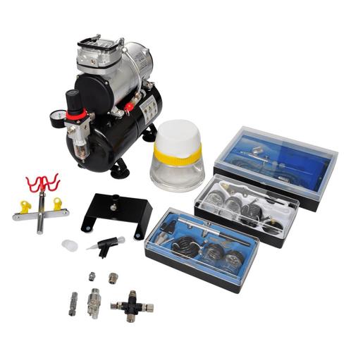 vidaXL Kit de compresseur daérographe avec 3 pistolets, Bricolage & Construction, Compresseurs, Neuf, Envoi