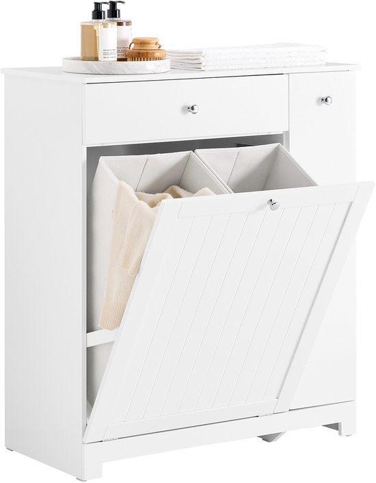 2dekans | SoBuy Badkamermeubel met wasmand, opbergzuil met 1, Huis en Inrichting, Badkamer | Badkamermeubels, Ophalen of Verzenden