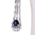 Oorbellen - 18 karaat Witgoud - 9.00ct. tw. Saffier -, Nieuw