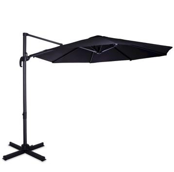 Zweefparasol Bardolino Ø300cm – Premium parasol | Zwart, Tuin en Terras, Verzenden, Nieuw